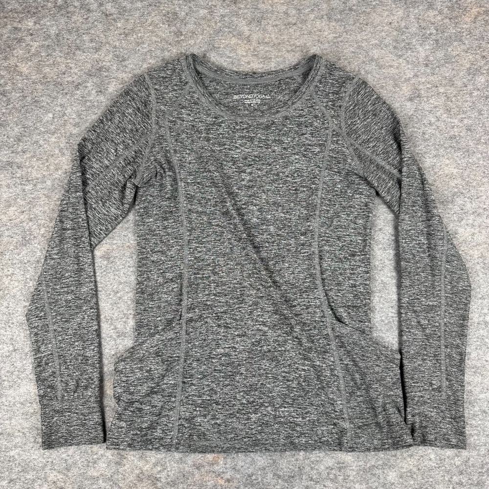 Beyond Yoga Long Sleeve T-Shirt Tee Side Pockets Gray Womens Medium M